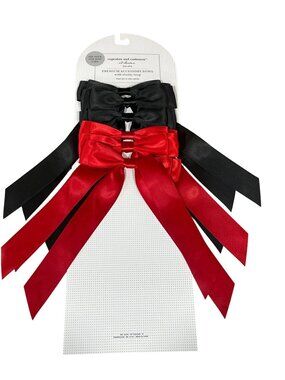 Cupcakes & Cashmere Premium Accessory Bows Set Of 6 Black Red Elastic Loop NEW